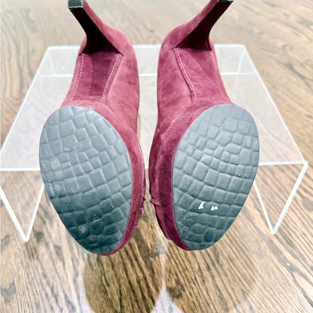 Rockport Burgundy Suede Platform Peep Toe Heels Size 8 - Picture 6 of 9